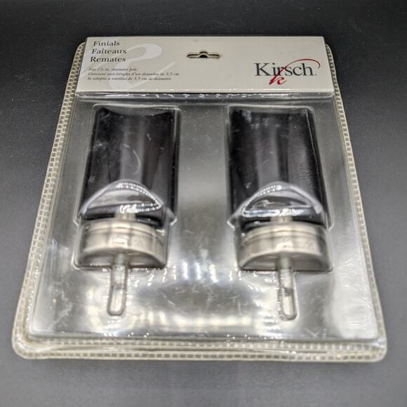 Vintage Black Curtain Rod Finials Kirsch New old stock Black Screw on  1 3/8" - Picture 3 of 9